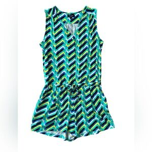 KAARI women’s colorful sleeveless romper pockets drawstring waist size SMALL